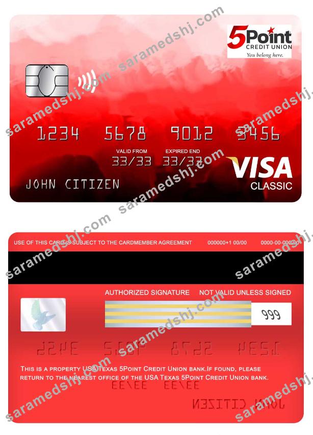 USA Texas 5Point Credit Union bank visa classic card